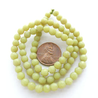 Olive Jade, Faceted, Matte 6mm Round beads on 16-inch Strands