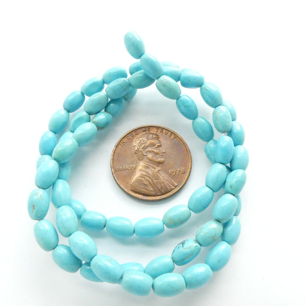 Turquoise, Rice Shape, Stabilized 5x4mm on 16-inch Strands