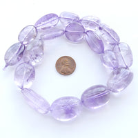 Amethyst Nuggets, Freeform Puffy Ovals, About 24x18mm on 16-inch Strand