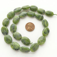 Jade (Nephrite) Flat Ovals, 18x13mm on 16-inch Strands