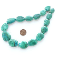 Chrysocolla, Flat Freeform Shapes, Largest, 29x22mm on 16-inch Strand