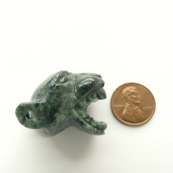 Jade Pendant, Roaring Jaguar, Guatemalan, 25x25mm