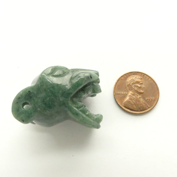 Jade Pendant, Roaring Jaguar, Guatemalan, 25x25mm