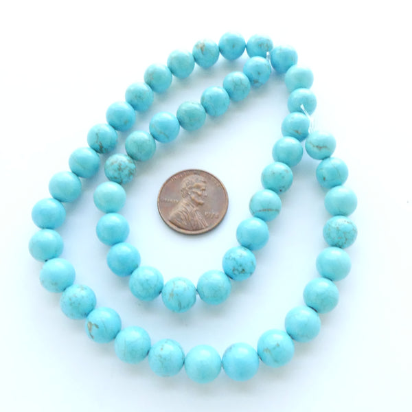 Turquoise, Beads, Round 8mm on 16-inch Strands