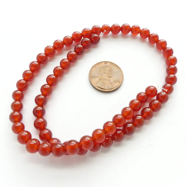 Carnelian, Round 6mm on 16-inch Strands