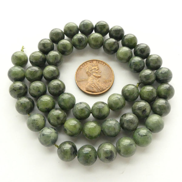 Jade (Nephrite), Round 8mm Beads, Darker, on 16-inch Strands