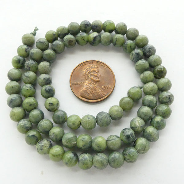 Jade (Nephrite) Round 6mm Beads, Lighter, 16-inch Strands