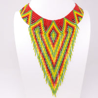 Collar With Fringe, Nativo Style in Red with Green & Yellow, 18" collar plus 7" finges