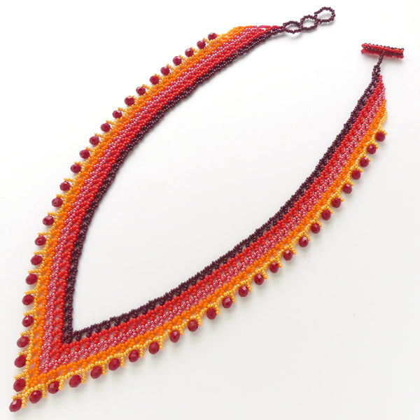 Crystal Vivi Necklace, Sunset Colors with Red Crystals, 19 inches