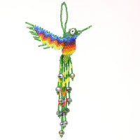 Ornaments, Hummingbirds, Green & Rainbow, 7 Inches long