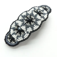 Hair Clips, 5 Circles Style, Black, White, Hematite & Silver-Lined Cyrstal, 4 inches wide