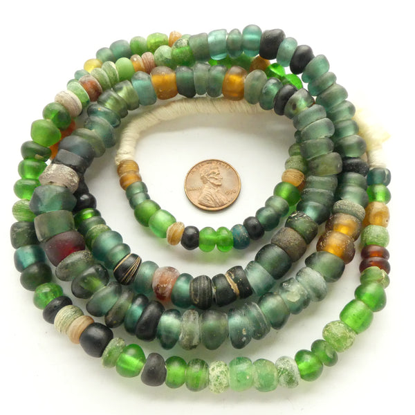 Wound Glass Beads, Antique European for the African Trade, Long 40-inch Strand