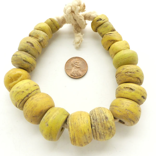 Hebron, aka Kano Beads, Yellow, Short 12-inch Strand of Graduated Beads