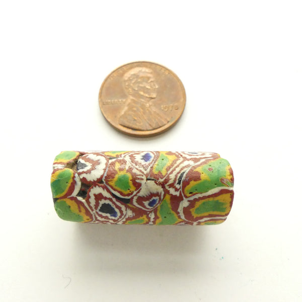 Millefiori Antique Venetian Trade Bead, Bundled Cane Slices, 26mm Long