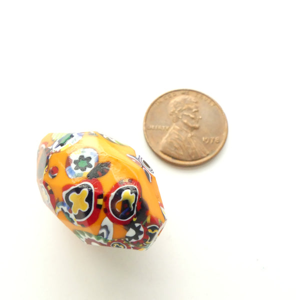 Millefiori Venetian Bead, Faceted Bicone, Rare Shape & More,  27mm