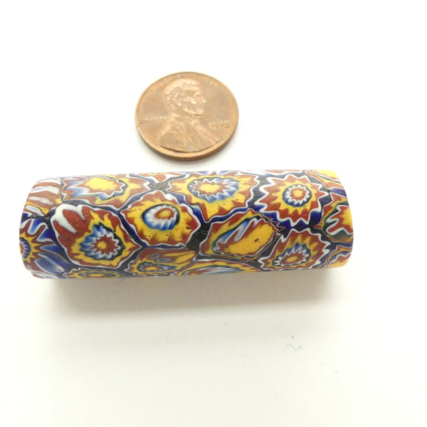 Millefiori Antique Venetian Trade Beads, Extra Large 7 Layer Millefiori Chevron Bead