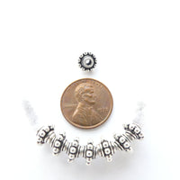 Indian Silver Beaded Spacers with Small Collars, 5x8mm, Sold Individually