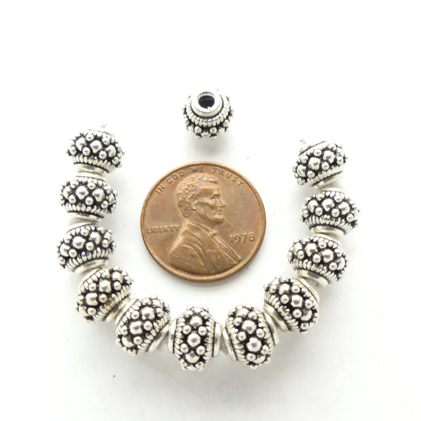 Indian Silver Hefty Granulated Spacers, 7x8mm, Sold Individually