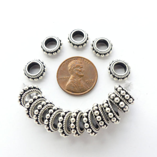 Indian Silver Rings Embellished with Granulation, 4x12mm, Sold Individually