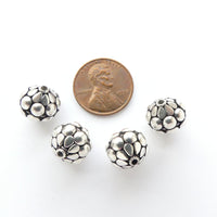 Indian Silver Bicone with Raised Dots, 12x12mm, Sold Individually