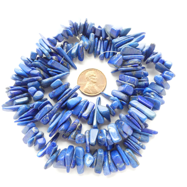 Lapis Lazuli, Chips, 2-4mm thick by 5-10mm wide on 24-inch strand