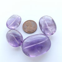 Amethyst Nuggets, Large Flat Ovals, Largets 30x22mm, Sold in Set of 4