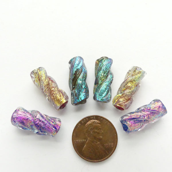 John McBride, Dichroic Glass Twisted Cylinders, Set of 3 Pairs