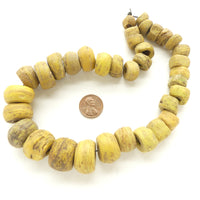 Hebron, aka Kano Beads, Yellow, Collectible Graduated Strand, 17-inches