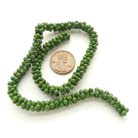 Czech Toggle Beads, Dark Green 6mm Diameter, Short 12-inch Strand