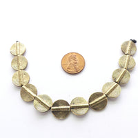 Brass, African Inspired Flat Round Beads, 13mm Diameter, Strands of 12 Beads