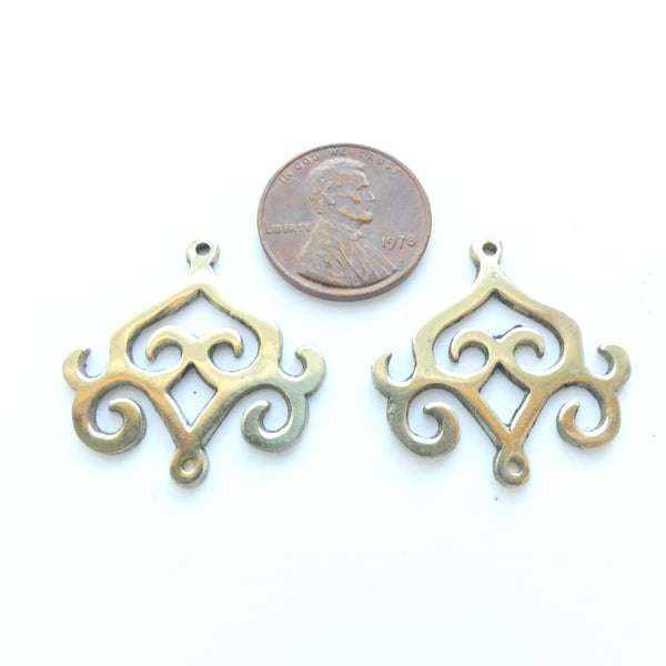 Brass, Decorative Links, 26mm Long, Sold by the Pair