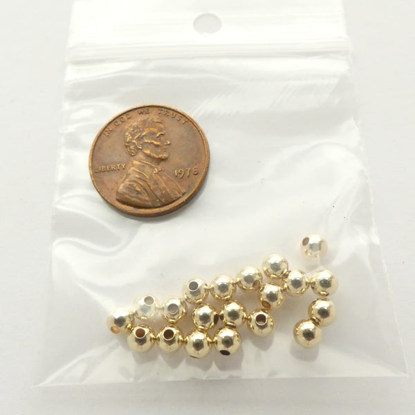 14k Gold Filled Round 4mm Beads, Package of 20