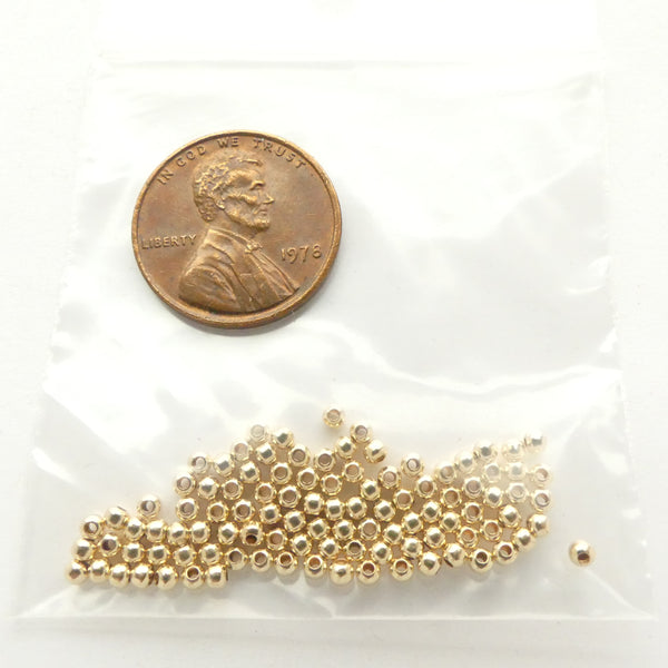 14k Gold Filled Round 2mm Beads, Package of 100