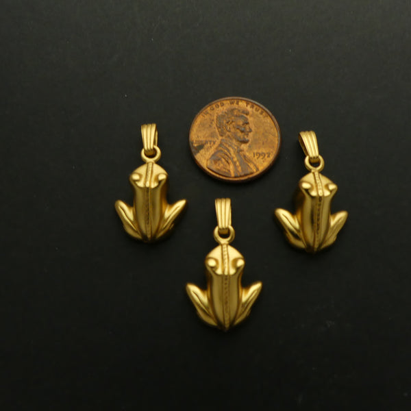 Gold Plated, Pre-Colombian Frog Pendant Reproduction, 20mm Long plus Bail, Sold Individually