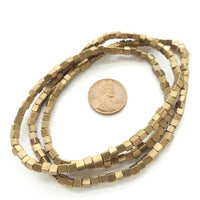 Antique Brass, Cube Beads 3mm on 24-inch Strands