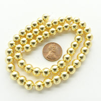 Gold Plated Hematite Beads, 8mm on 20-inch Strands