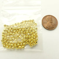 Gold Tone, Corrugated Round Beads 3mm, Packages of 125