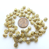 Cast, Gold Tone Small Dime Shape Beads, 7mm Diameter, Sold by 30 gram Package