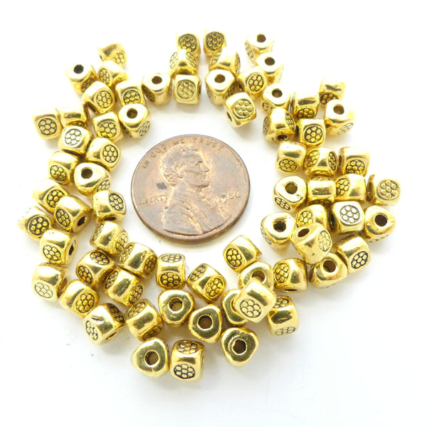 Cast, Gold Tone, Cast Mini Dice Shape Beads, 4x4mm, Sold by 30 gram packages