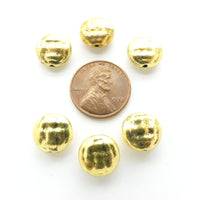 Cast, Brass Puffy Coin Shape Beads with Bumps, 12mm Diameter, Sold in Sets of 6