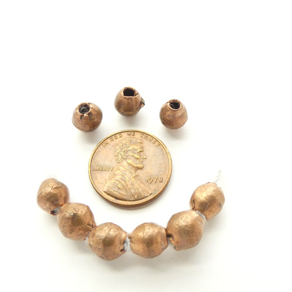 Copper, Ethiopian Bicone Beads, About 7x7mm, Sold in Sets of 10