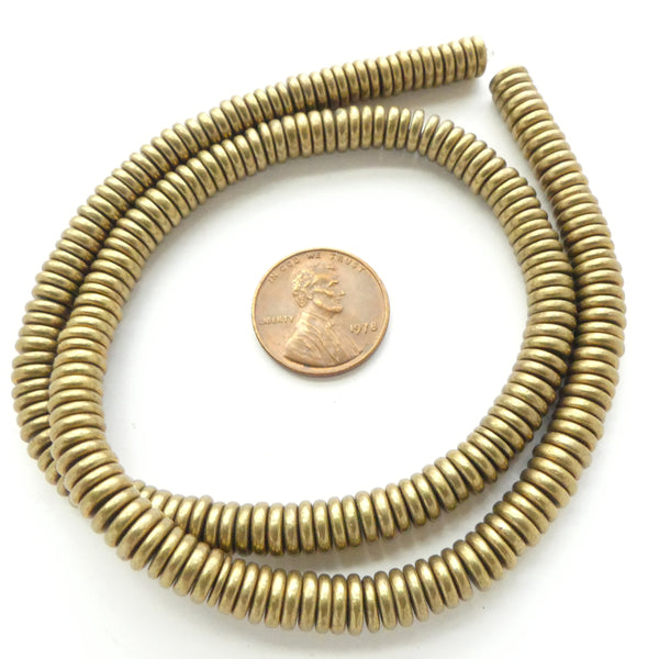 Brass, Heishi 6mm Diameter on 16-inch Strand