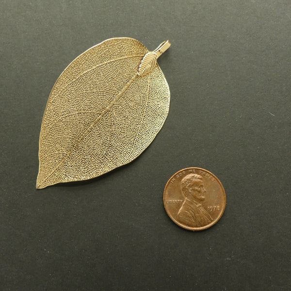 Metal Leaves, Light as.a Feather Gold Tone, Wide Shape 1.5x2.5 inches, Sold Individually