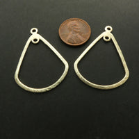 Brushed Gold Finish Earring/Pendant Parts, Rocking Triangle Dual Loop, 28mm, Sold by Pair