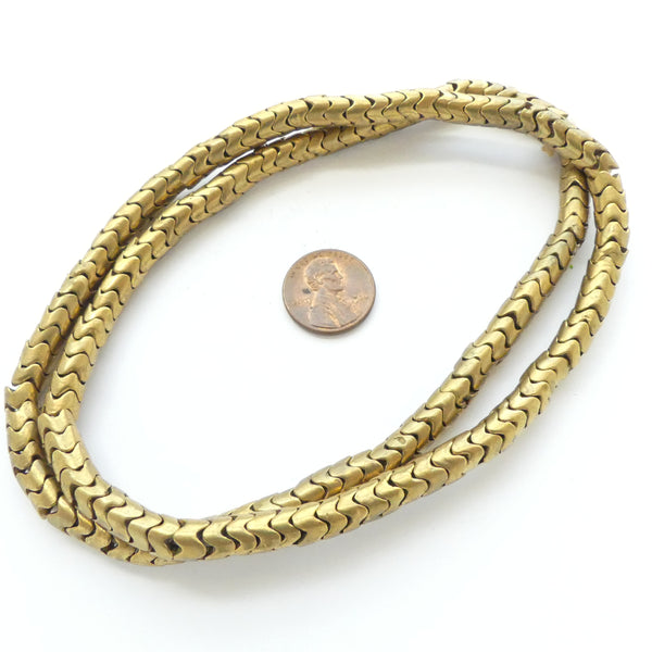 Snake Beads, Brass Interlocking 7mm Diameter Beads on 24-inch Strands