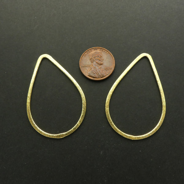 Brushed Gold Finish Links, Teardrop Shape 45x30mm, Sold by the Pair