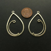 Brushed Gold Finish Earring/Pendant Parts, Moon/Drop, 43x28mm, Sold by the Pair