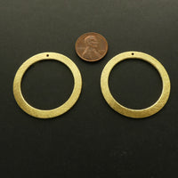 Brushed Gold Finish Earring/Pendant Parts, Round 38mm Diameter, Sold Individually