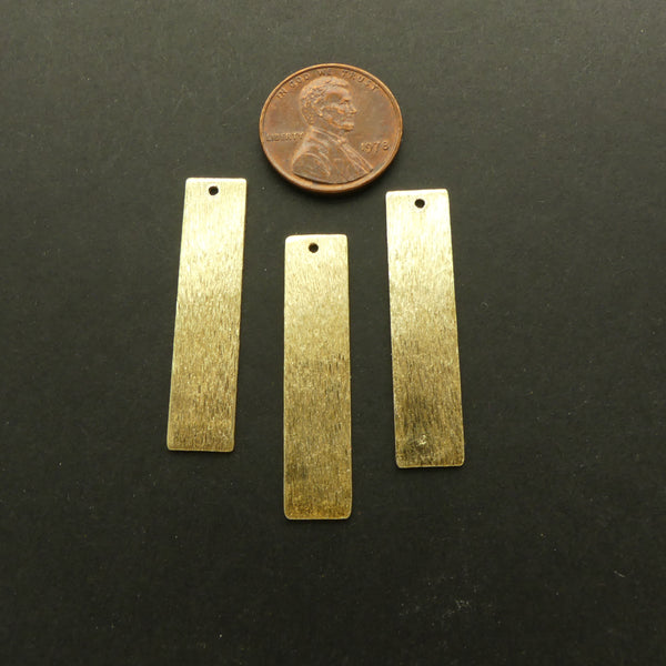 Brushed Gold Finish Small Pendants, Slim Rectangle 36x9mm, Sold in Sets of 3