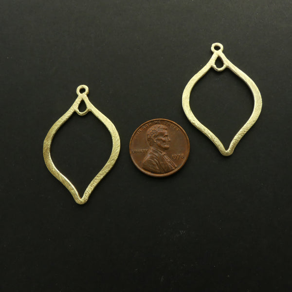 Brushed Gold Finish Oval Earring/Pendant Parts, Dual Loop, 39mm, Sold by the Pair